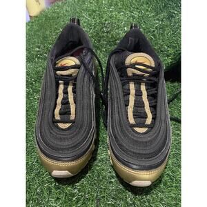 NIKE AIR MAX 97 SIZE 4.5 BLACK QS‎ METALLIC GOLD SNEAKERS AT5458-002
